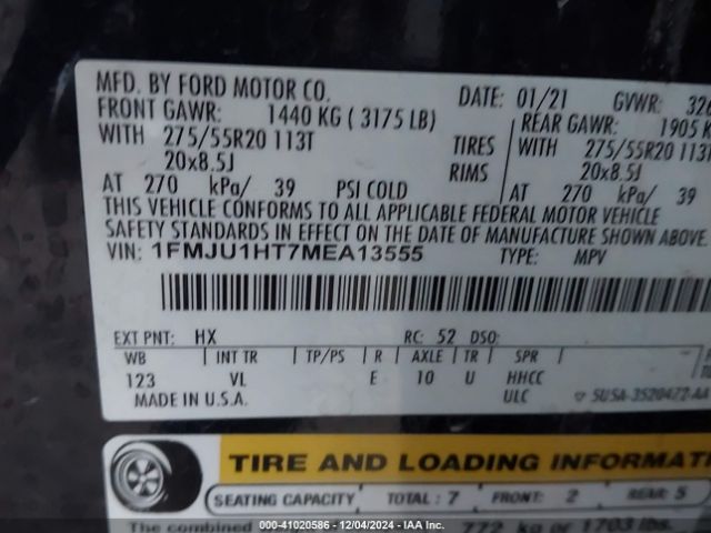 1FMJU1HT7MEA13555 Ford Expedition Xlt