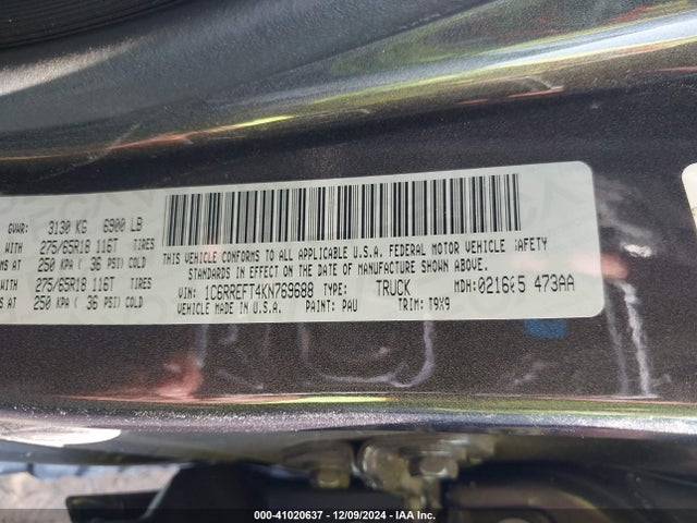 1C6RREFT4KN769688 RAM 1500 Big Horn/lone Star  4x2 5'7 Box