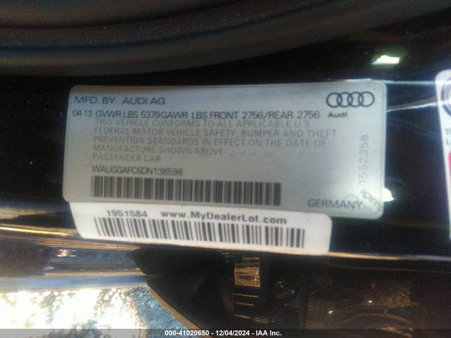 2013 AUDI A6 WAUGGAFC6DN138598 Photo 8