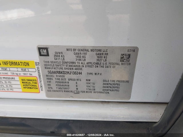 Buick Enclave Leather 2017 5GAKRBKD2HJ136244 Image 9