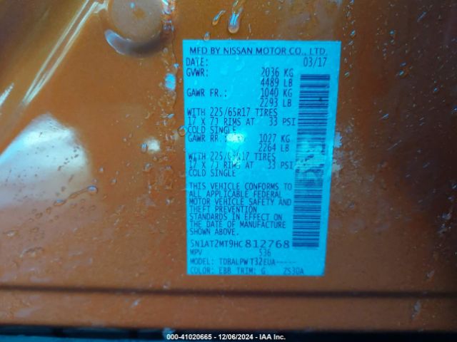 5N1AT2MT9HC812768 Nissan ROGUE S