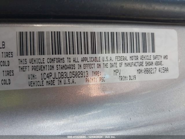 1C4PJLDB3LD502913 Jeep Cherokee Limited Fwd
