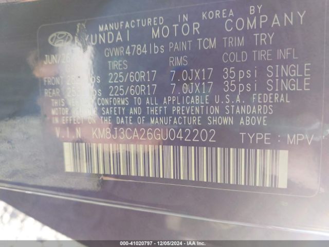 KM8J3CA26GU042202 Hyundai Tucson Eco