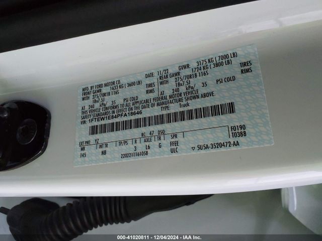 1FTEW1E84PFA18646 Ford F-150 Tremor