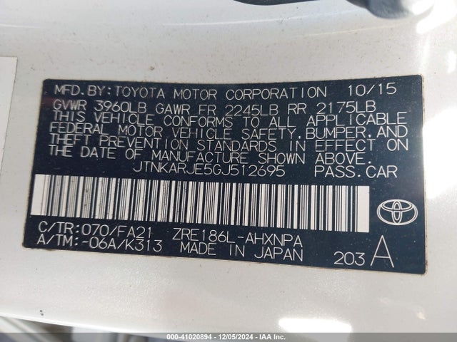 JTNKARJE5GJ512695 Scion IM