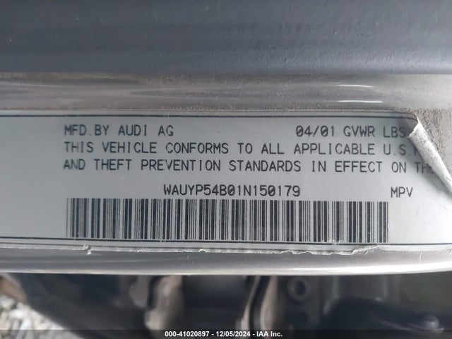 2001 AUDI ALLROAD WAUYP54B01N150179 Photo 8