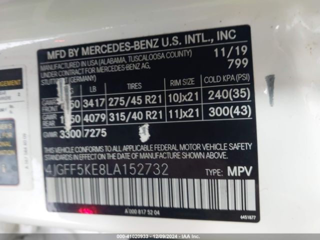 4JGFF5KE8LA152732 Mercedes-Benz Gls 450 4matic