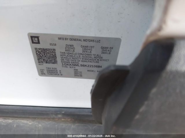 1GKKNMLS6KZ210684 GMC Acadia Slt-1