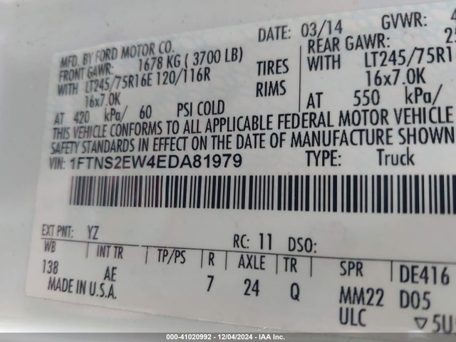 Ford Econoline E250 Van 2014 1FTNS2EW4EDA81979 Image 9