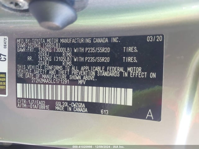 2T2HZMAA5LC171291 Lexus RX 350