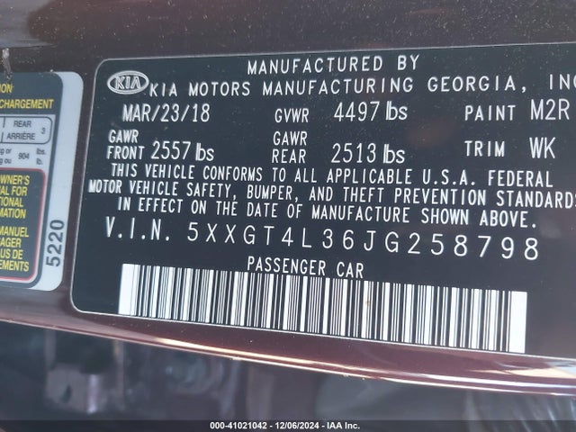 KIA Optima Lx 2018 5XXGT4L36JG258798 Image 9