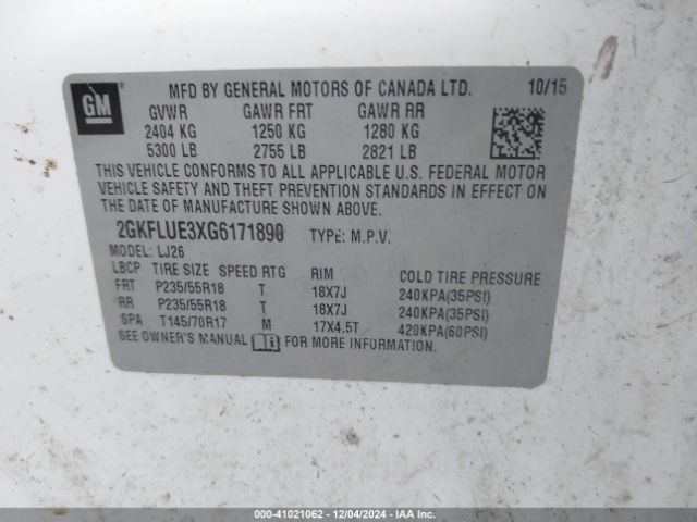 2GKFLUE3XG6171890 GMC Terrain Slt