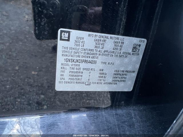1GNSKJKC6FR644209 Chevrolet Suburban 1500 Lt