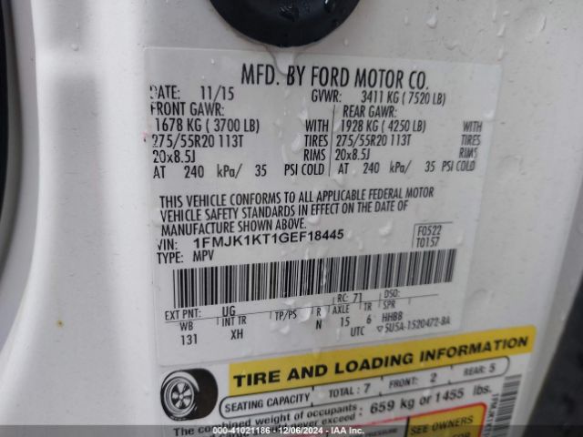 1FMJK1KT1GEF18445 Ford Expedition El Limited