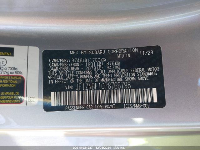 JF1ZNBF10P8766798 Toyota Gr86 Premium