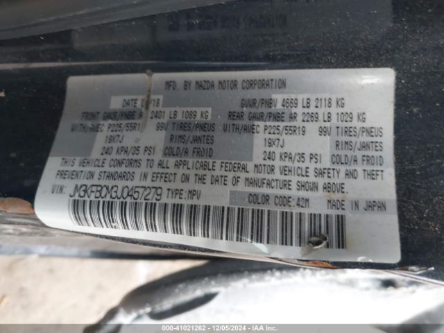 JM3KFBCM3J0457279 Mazda Cx-5 Touring