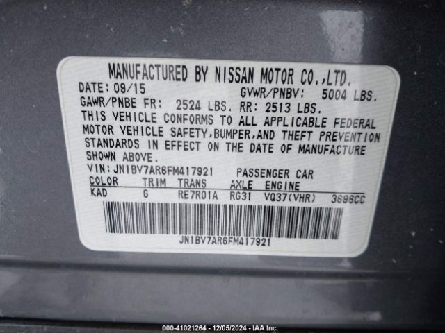 JN1BV7AR6FM417921 Infiniti Q50 Premium