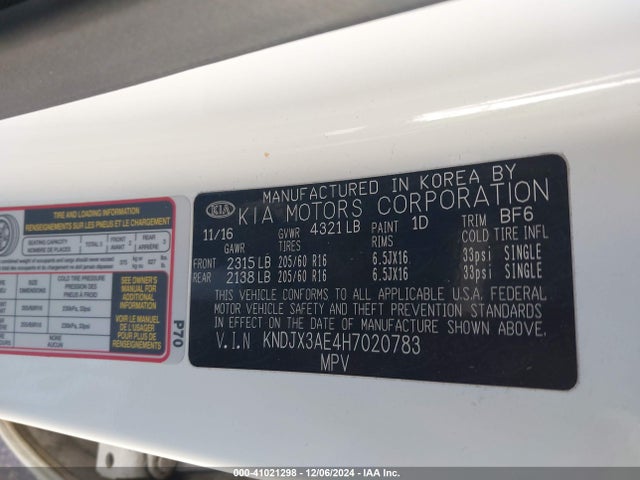 KNDJX3AE4H7020783 KIA Soul Ev +