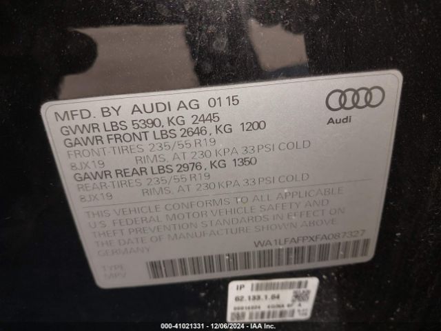 WA1LFAFPXFA087327 Audi Q5 2.0t Premium