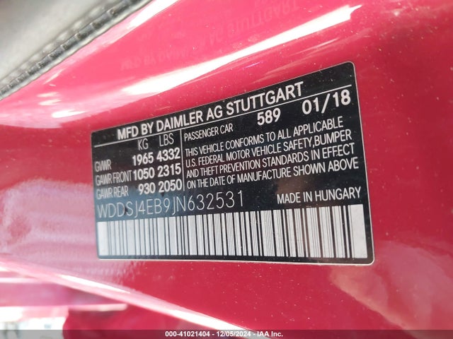 Mercedes-Benz CLA 250 2018 WDDSJ4EB9JN632531 Image 9