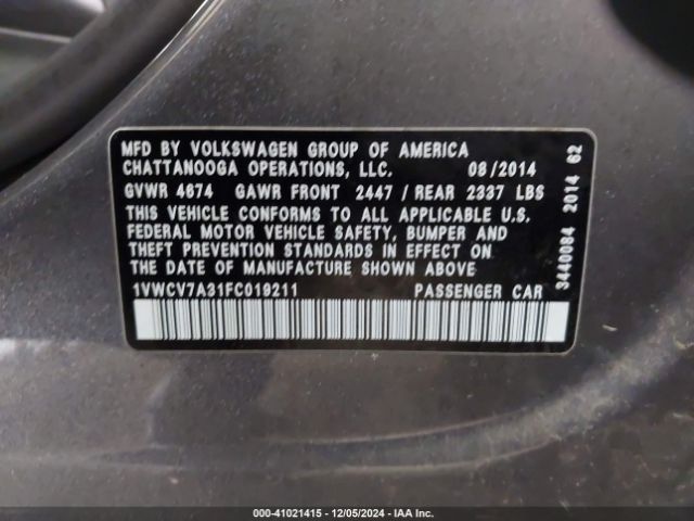 1VWCV7A31FC019211 Volkswagen Passat 2.0l Tdi Sel Premium