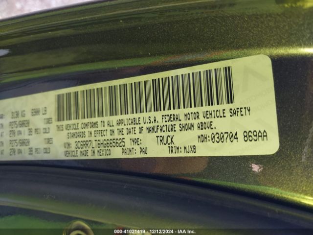 3C6RR7LT6HG665625 RAM 1500 Big Horn  4x4 5'7 Box
