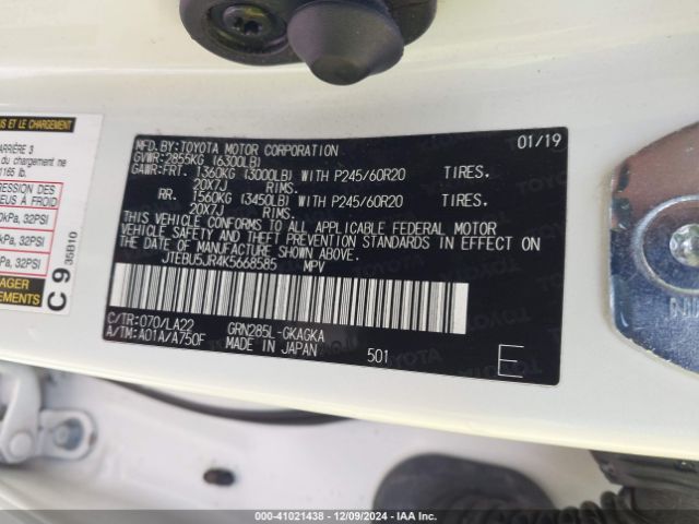JTEBU5JR4K5668585 Toyota 4runner Limited