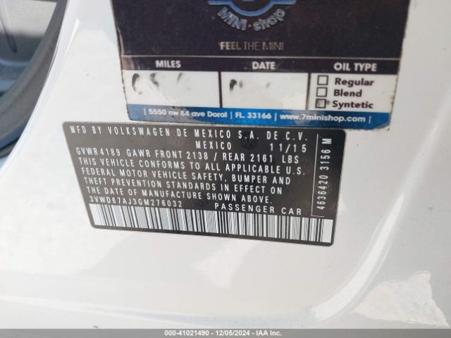 3VWD67AJ3GM276032 Volkswagen Jetta 1.4t Se