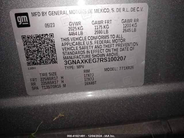 3GNAXKEG7RS100207 Chevrolet Equinox Fwd Lt