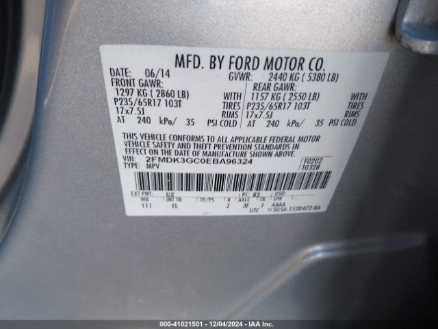 2FMDK3GC0EBA96324 Ford EDGE SE
