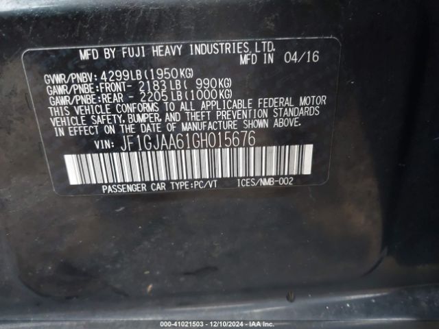 JF1GJAA61GH015676 Subaru Impreza 2.0i