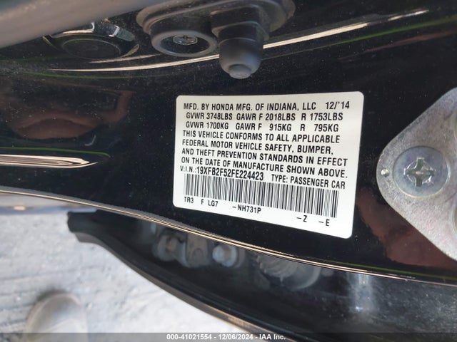 Honda Civic Lx 2015 19XFB2F52FE224423 Image 9