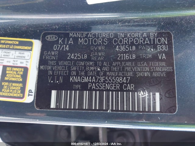 KIA Optima Lx 2015 KNAGM4A73F5559847 Image 9