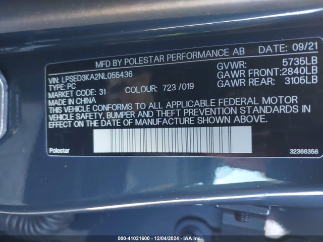 LPSED3KA2NL055436 Polestar 2 Long Range Dual Motor