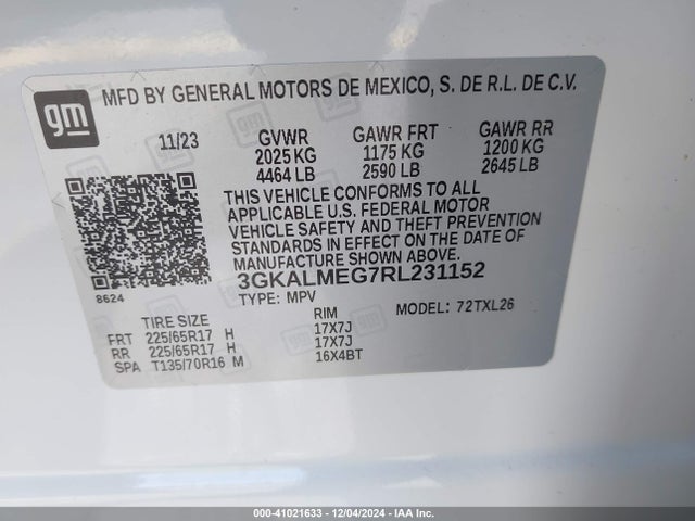 3GKALMEG7RL231152 GMC Terrain Fwd Sle