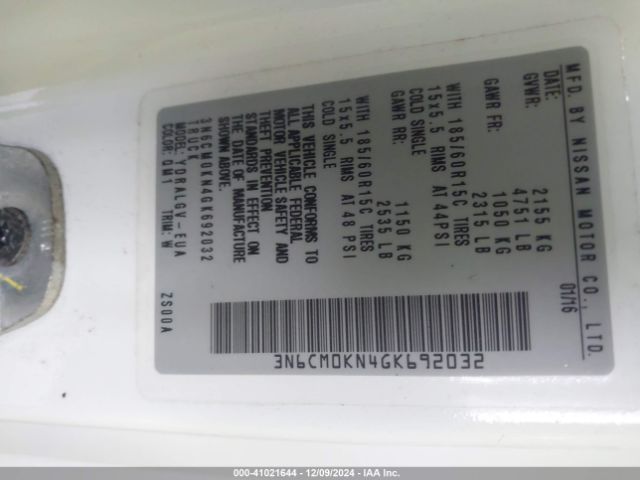3N6CM0KN4GK692032 Nissan Nv200 S/sv