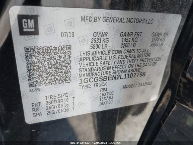 1GCGSBEN2L1107798 Chevrolet Colorado 2wd  Short Box Wt