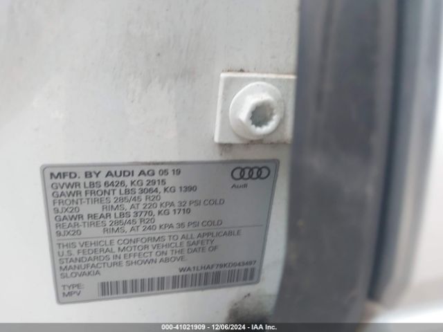 WA1LHAF79KD043497 Audi Q7 45 Premium/45 Se Premium