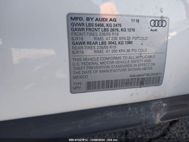 WA1ANAFY6L2043611 Audi Q5 Premium 45 Tfsi Quattro S Tronic
