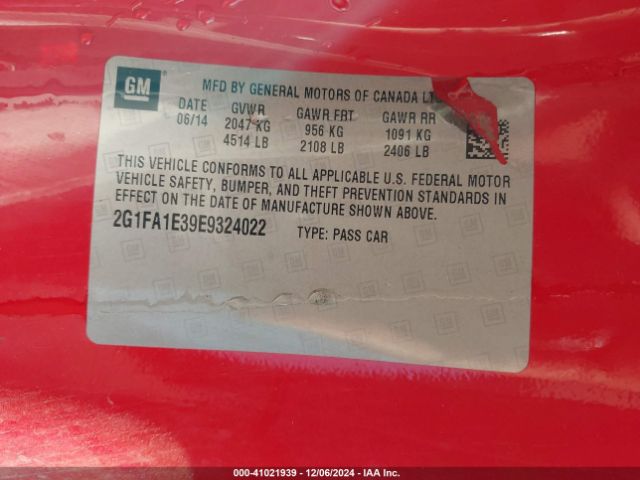 2G1FA1E39E9324022 Chevrolet Camaro 2ls