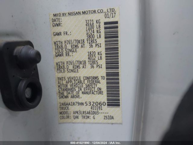 1N6AA1R79HN532060 Nissan TITAN S