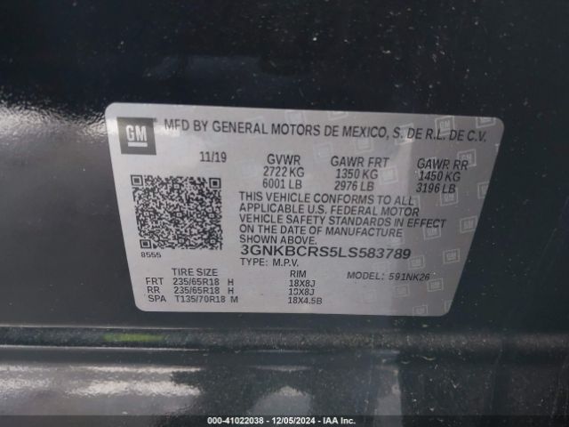 3GNKBCRS5LS583789 Chevrolet Blazer Fwd 2lt