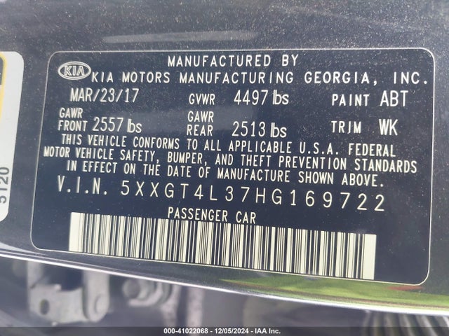 KIA Optima Lx 2017 5XXGT4L37HG169722 Image 9