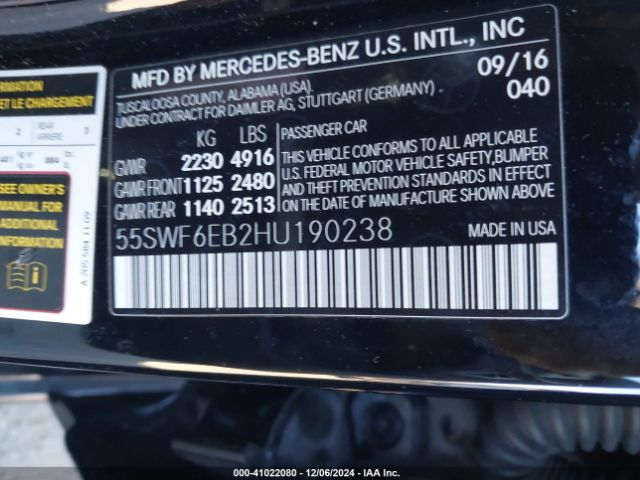 55SWF6EB2HU190238 Mercedes-Benz Amg C 43 4matic