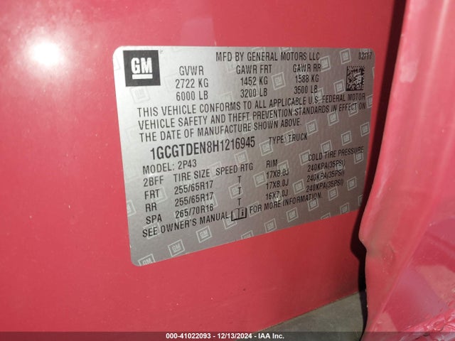 1GCGTDEN8H1216945 Chevrolet Colorado Z71