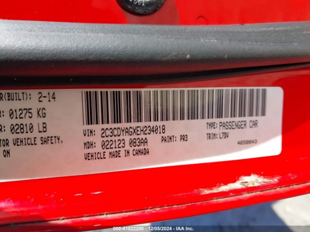 2C3CDYAGXEH234018 Dodge Challenger Sxt