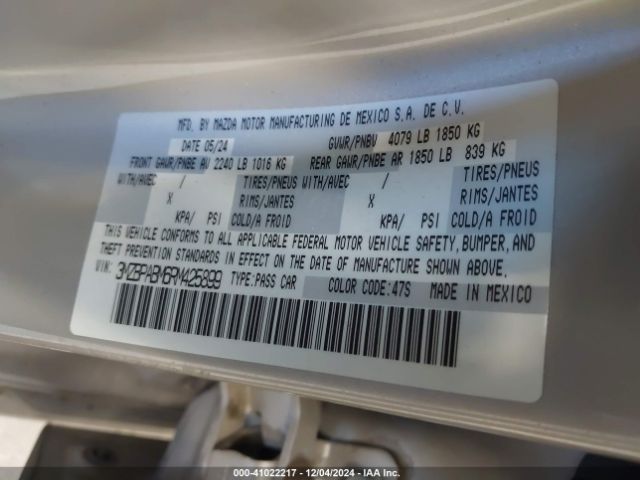3MZBPABM6RM425899 Mazda Mazda3 2.5 S Select Sport