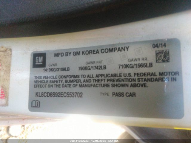 KL8CD6S92EC553702 Chevrolet Spark 1lt Auto