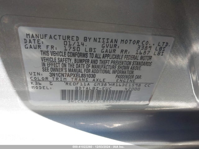 Nissan Versa 1.6 Sv 2014 3N1CN7APXEL851030 Image 9