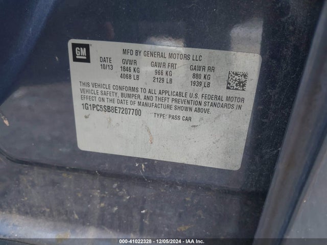 1G1PC5SB8E7207700 Chevrolet Cruze 1lt Auto